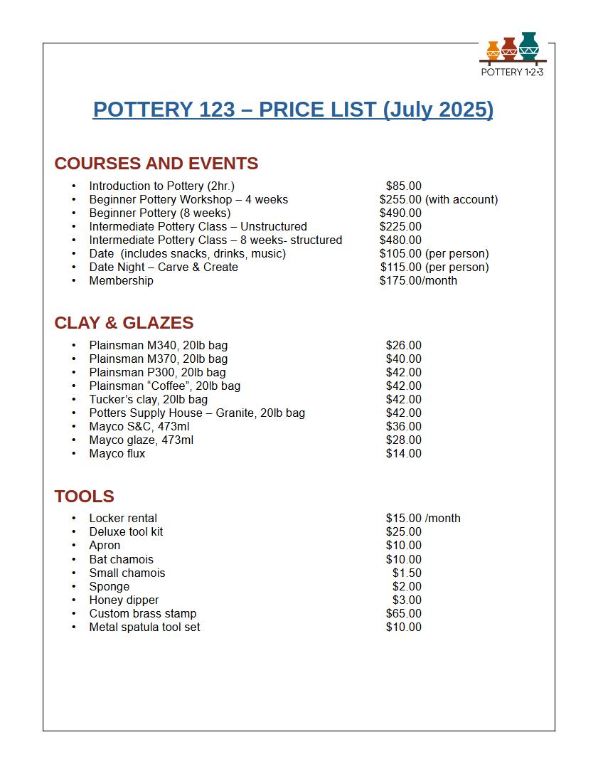 Calgary pottery studio tools and supplies to purchase